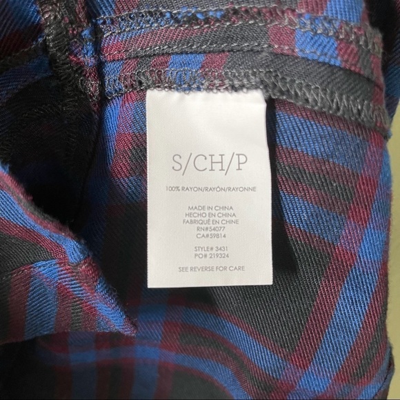 CAbi Moody Peplum Hem Plaid Shirt Black Blue Size Small Style 3431 - Picture 8 of 9